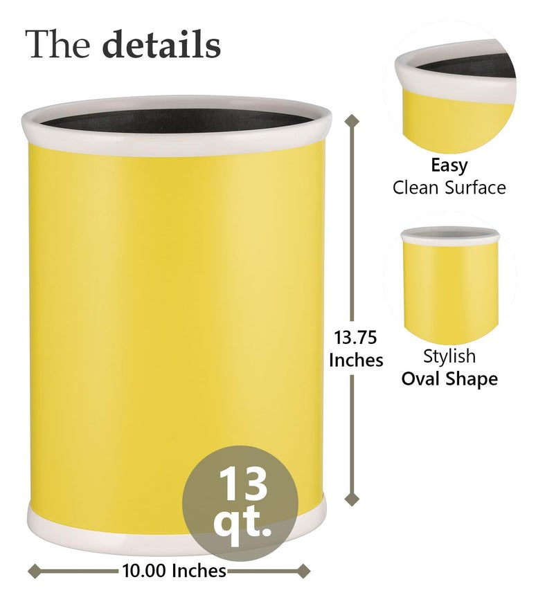 Kraftware Fun Colors Oval Wastebasket, 14â€, Yellow/Lemon - Image 2